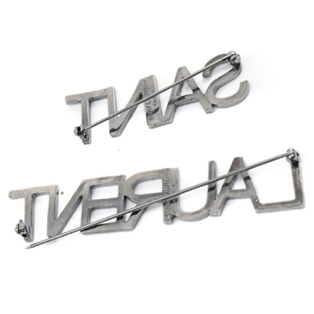 YSL LOGO BROOCH